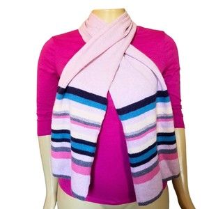 BR Lavender Striped Lambswool Angora Rabbit Hair Knit Scarf